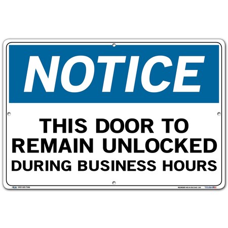Vestil Aluminum Composite Sign, 12-1/2" Height, 18-1/2" Width, Aluminum Composite, Rectangle, English SI-N-56-D-AC-130